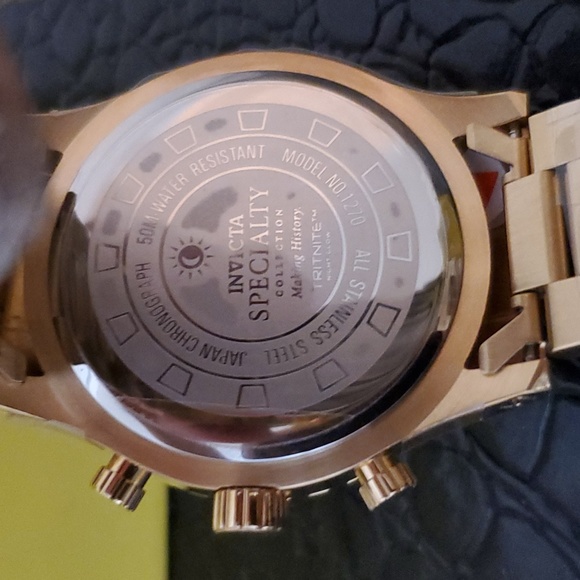 Invicta Men's 1270 Specialty Chronograph Gold Dial 18k Gold Ion-Plated Stainless - Picture 11 of 11